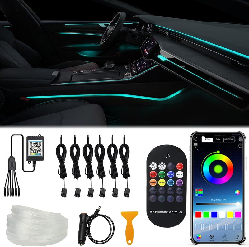 WEBUPAR Upgraded 6-in-1 Car Ambient Lighting Kit, 315-inch Pre-Threaded Fiber Optic, APP & Remote Control, 16 Million Colors, Music Sync, High Brightness LED Interior Lights for Cars, Trucks, SUV - Image 1
